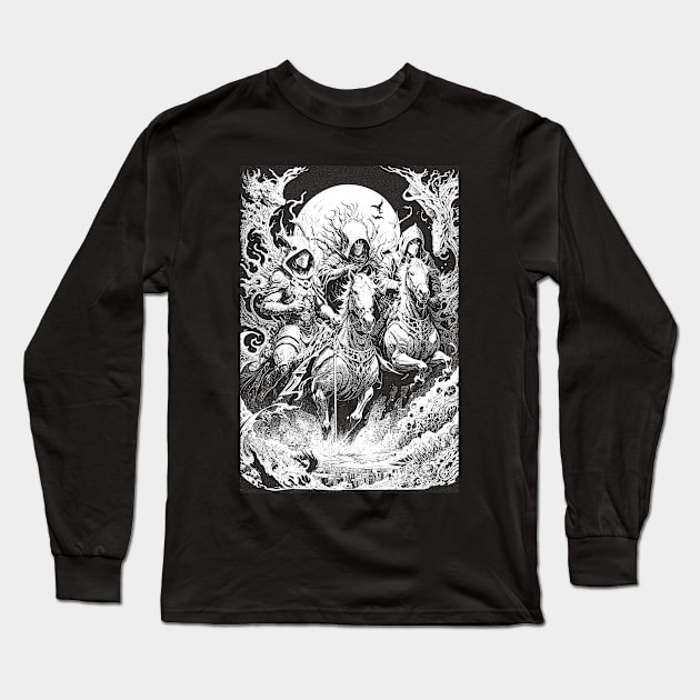 Four Horsemen of the Apocalypse Long Sleeve T-Shirt by lyndsey craven